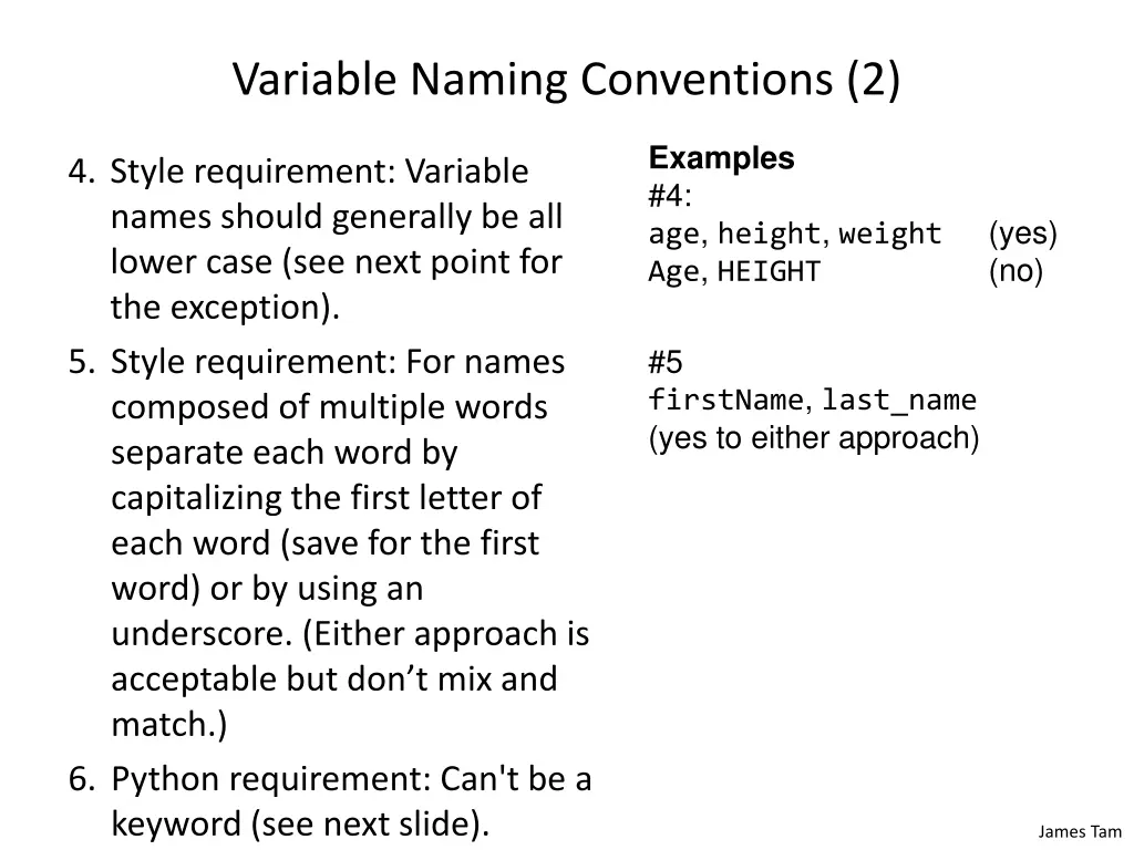 variable naming conventions 2 1