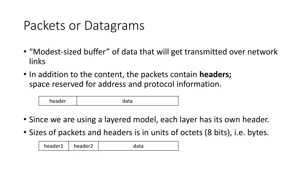 packets or datagrams