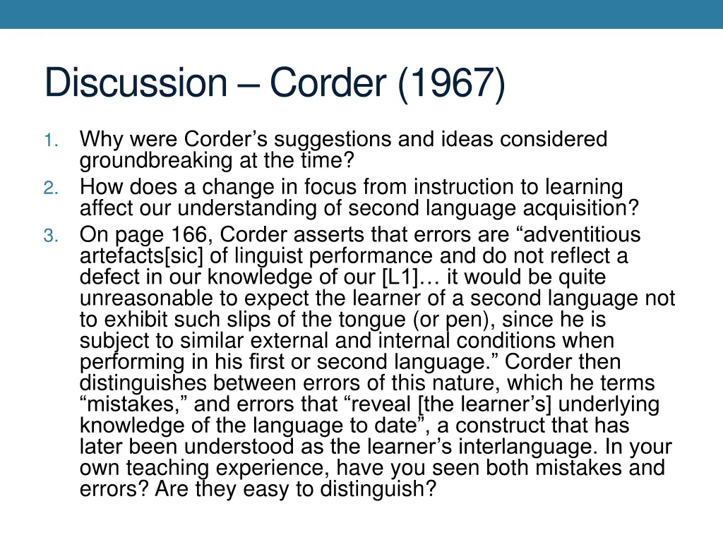 discussion corder 1967