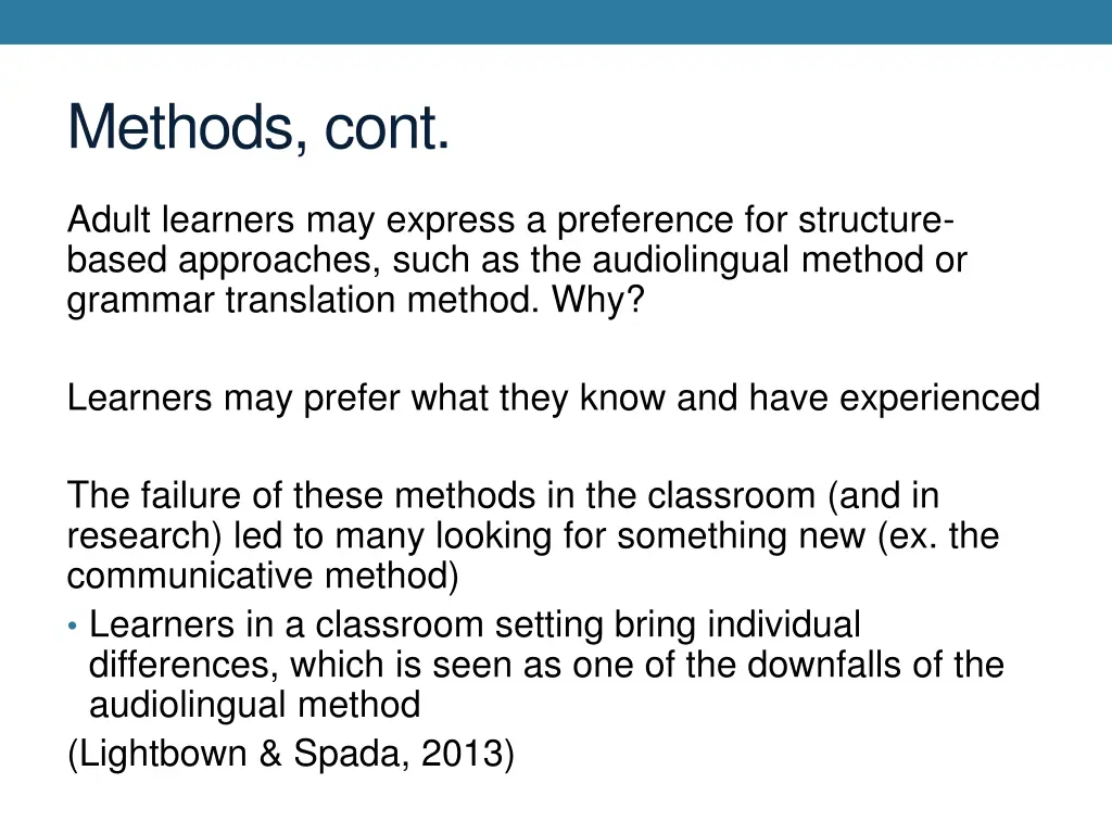 methods cont