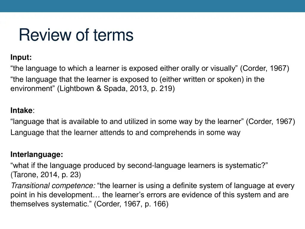 review of terms