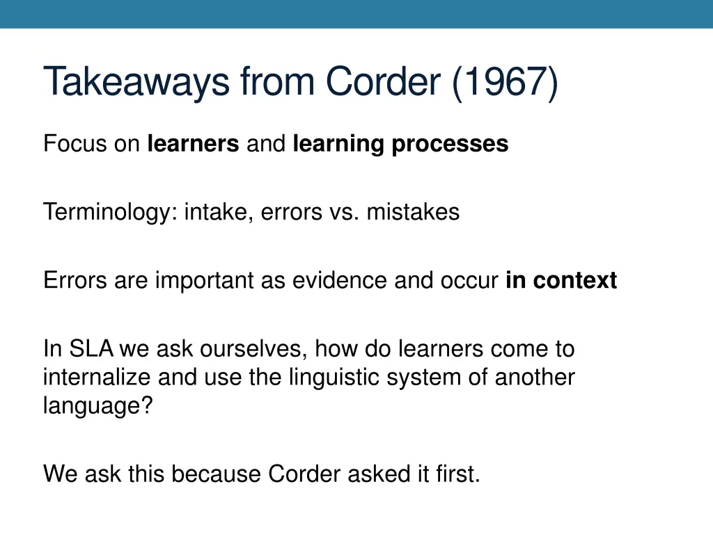 takeaways from corder 1967