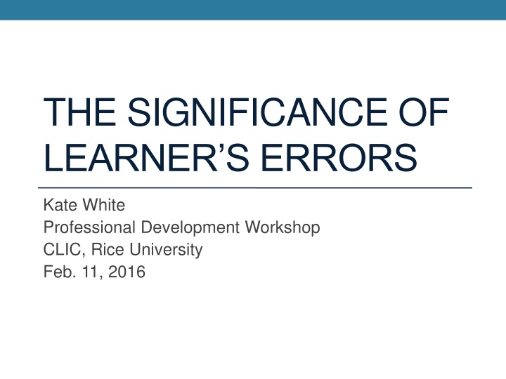 the significance of learner s errors