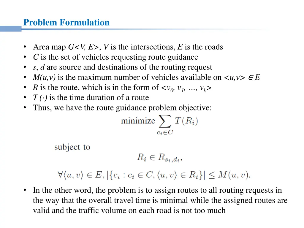 problem formulation