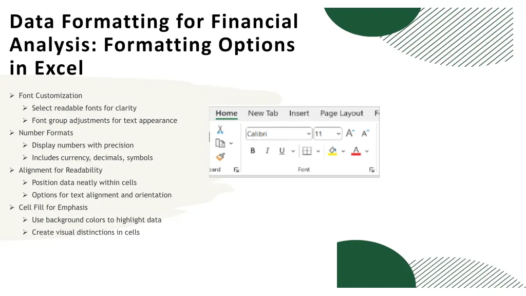 data formatting for financial analysis formatting