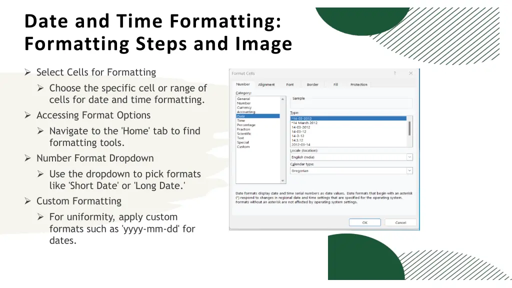 date and time formatting formatting steps
