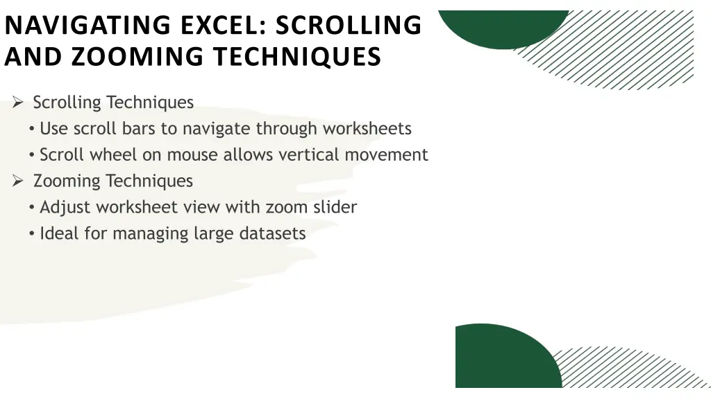 navigating excel scrolling and zooming techniques