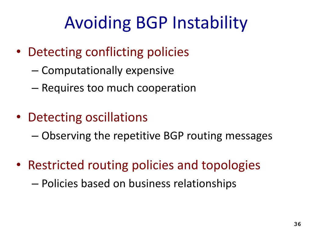 avoiding bgp instability