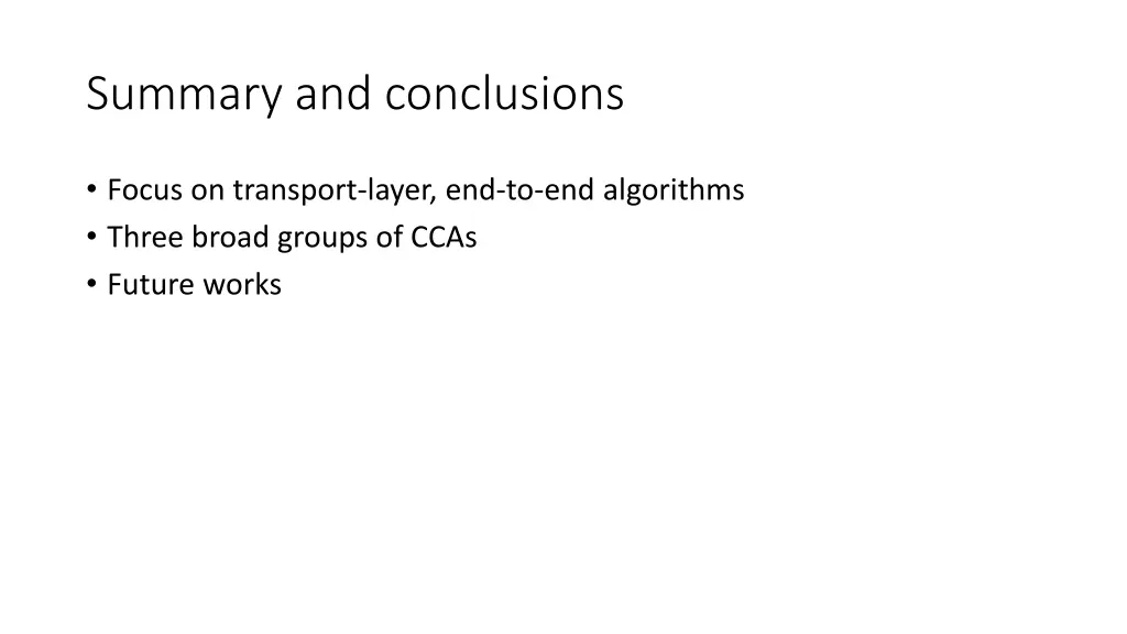 summary and conclusions