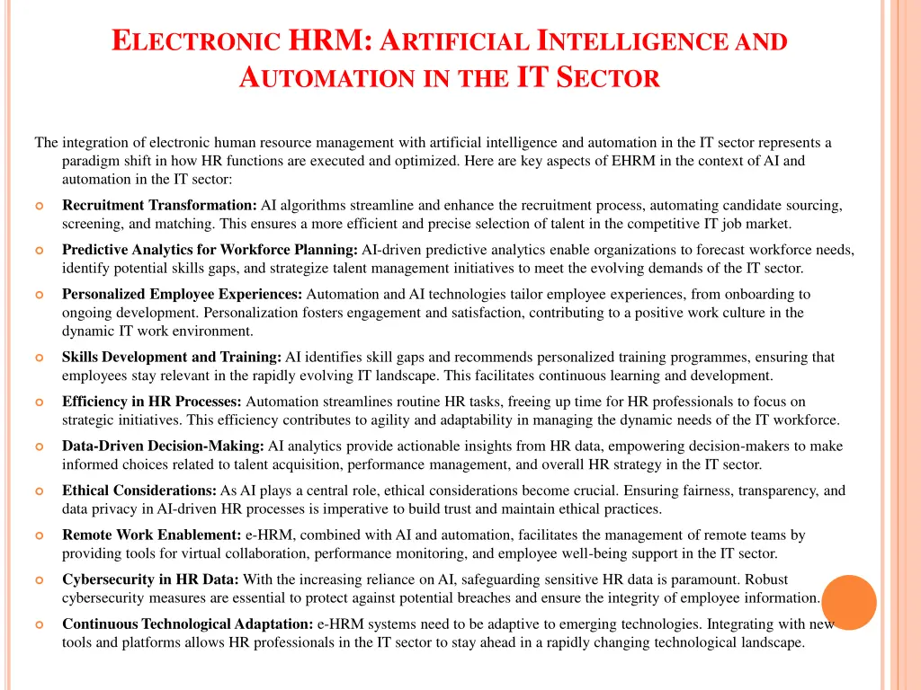 e lectronic hrm a rtificial i ntelligence