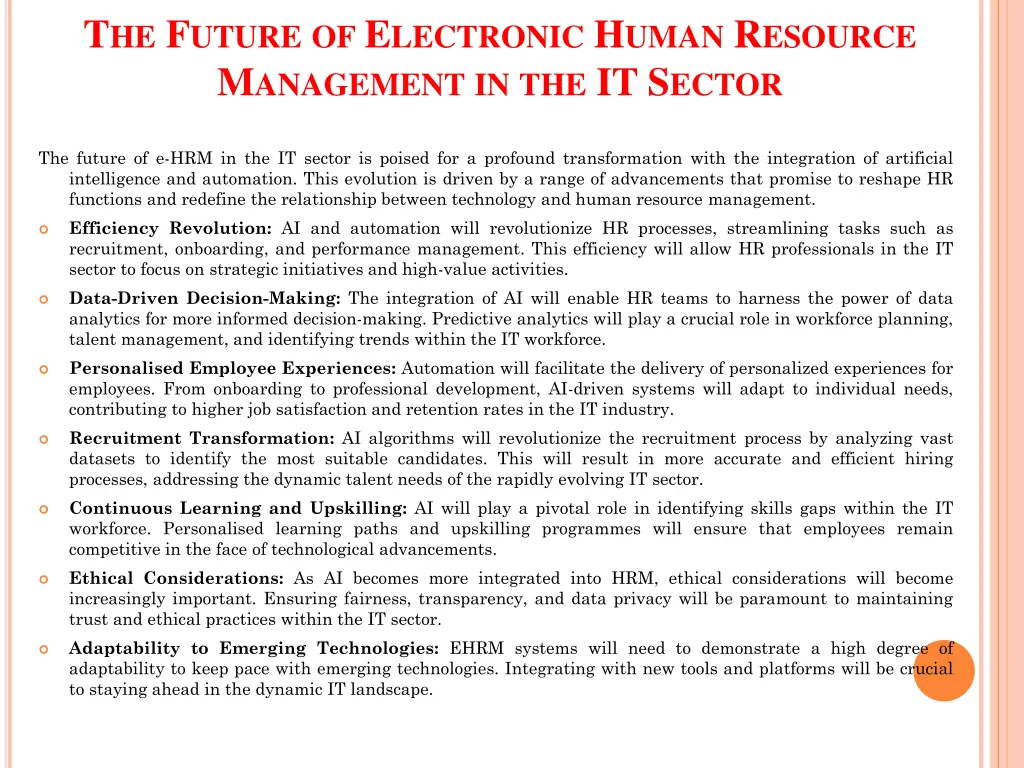 t he f uture of e lectronic h uman r esource