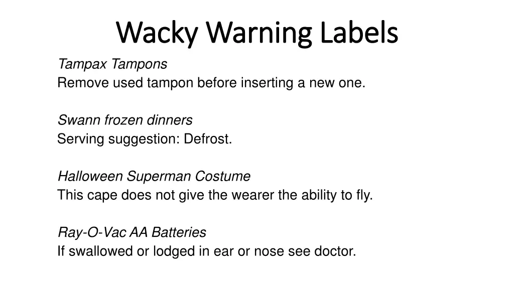 wacky warning labels wacky warning labels tampax