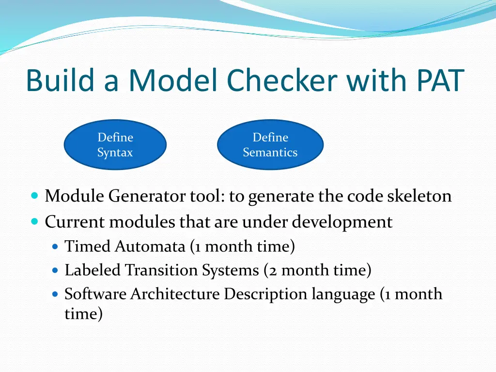 build a model checker with pat