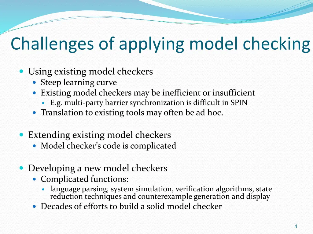 challenges of applying model checking