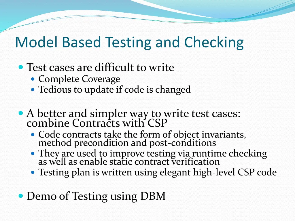 model based testing and checking