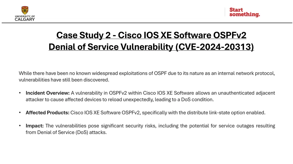 case study 2 cisco ios xe software ospfv2 denial