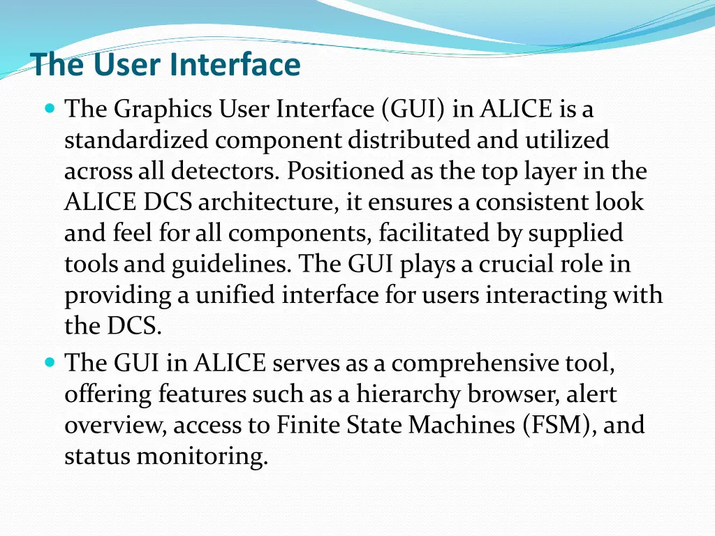 the user interface the graphics user interface