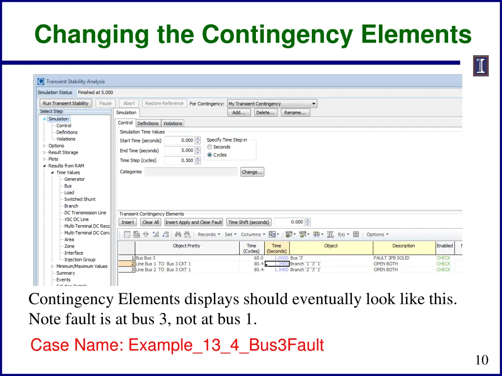 changing the contingency elements 1