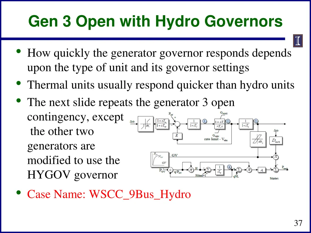 gen 3 open with hydro governors