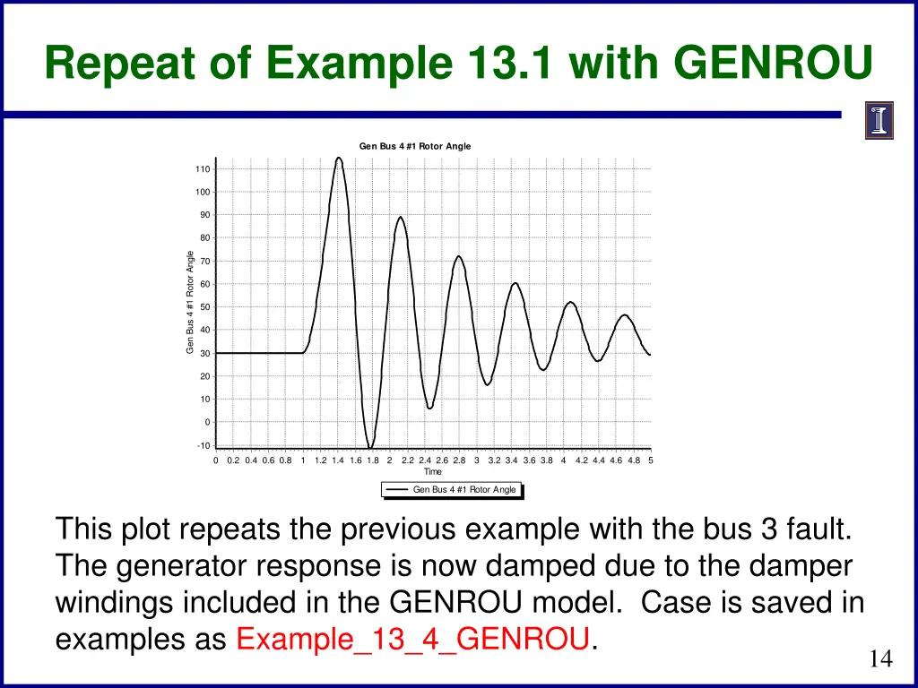 repeat of example 13 1 with genrou