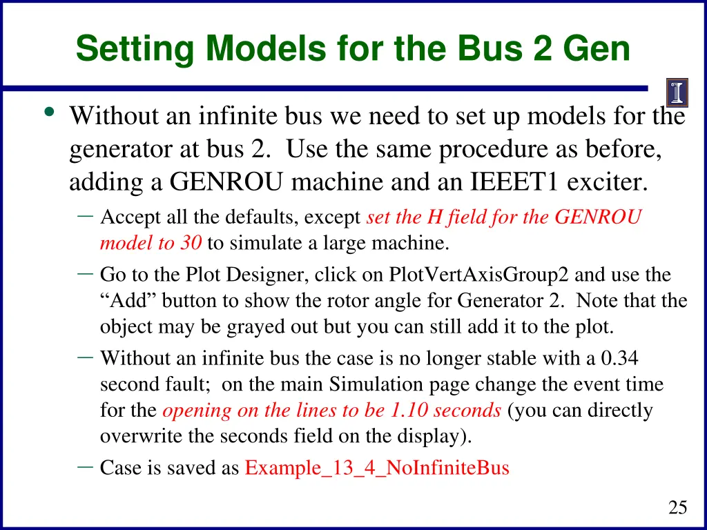 setting models for the bus 2 gen