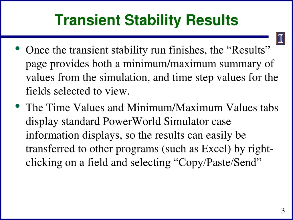 transient stability results