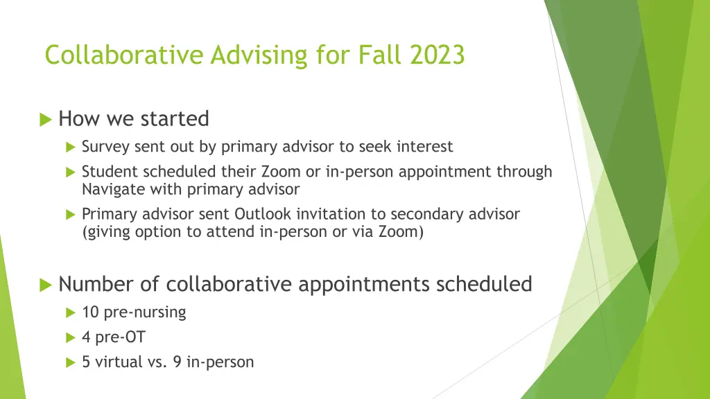 collaborative advising for fall 2023