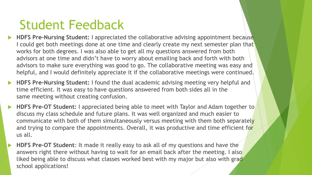 student feedback hdfs pre nursing student