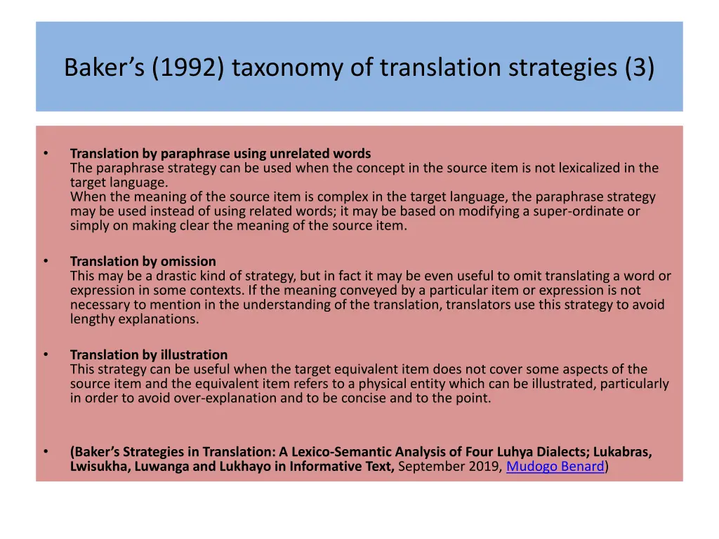 baker s 1992 taxonomy of translation strategies 3