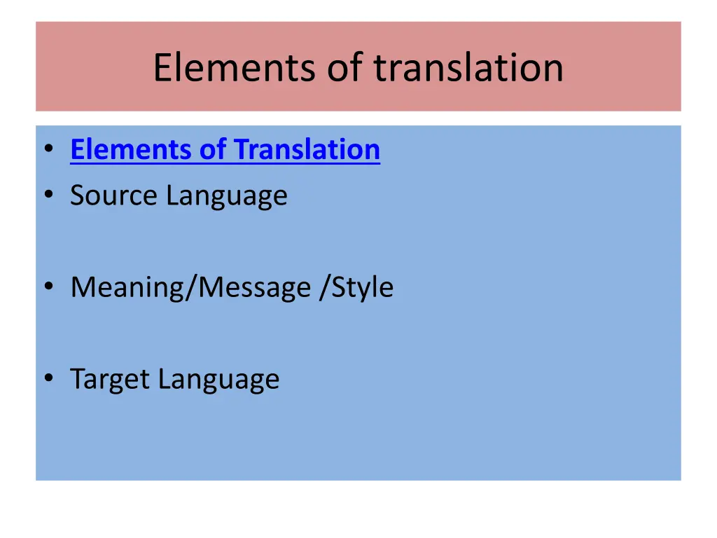 elements of translation