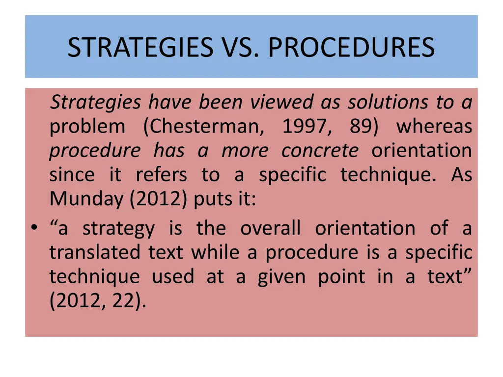 strategies vs procedures