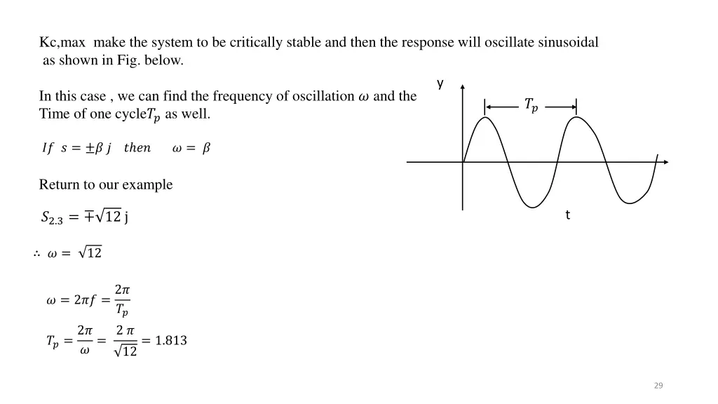 kc max make the system to be critically stable