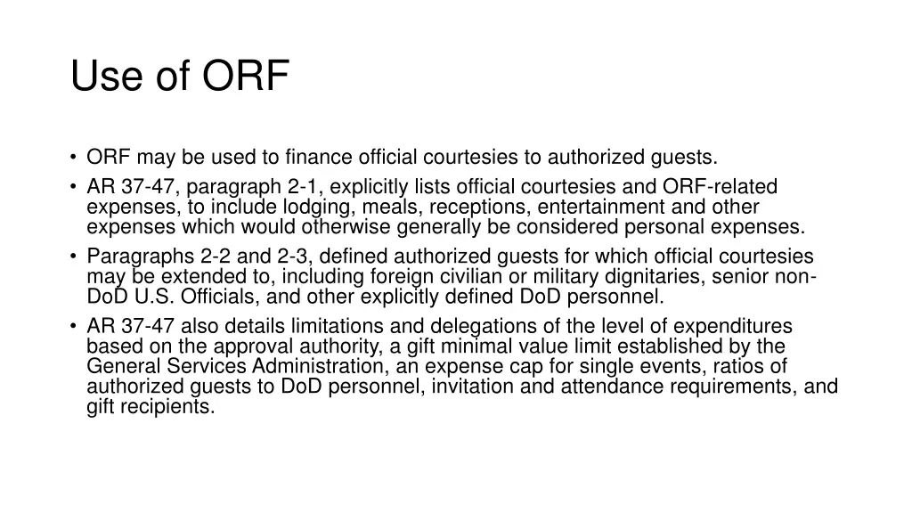 use of orf