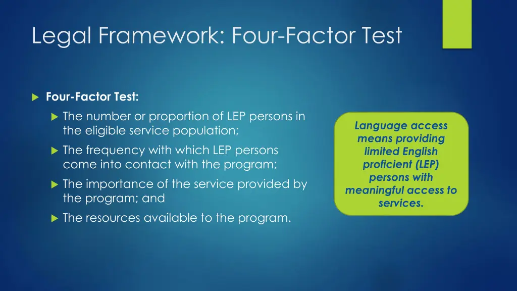 legal framework four factor test