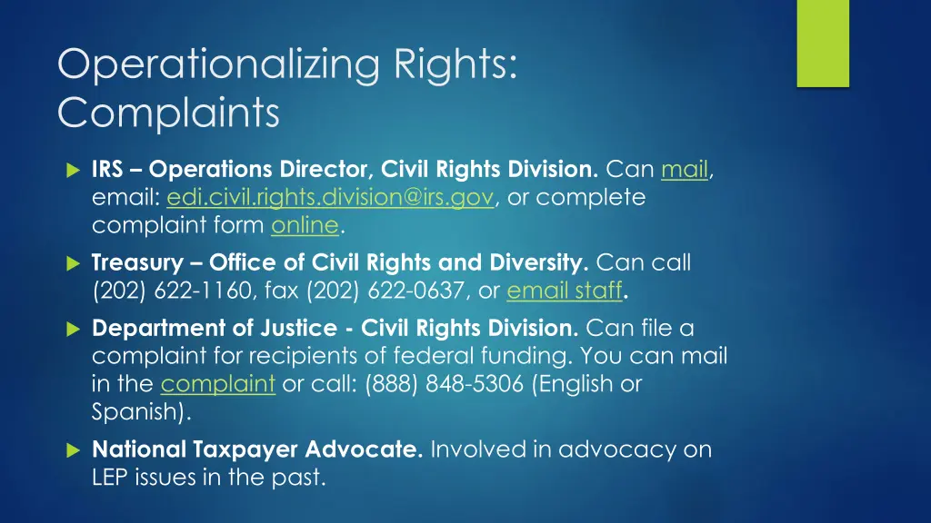 operationalizing rights complaints