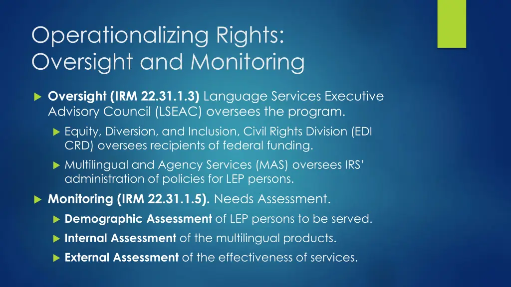 operationalizing rights oversight and monitoring