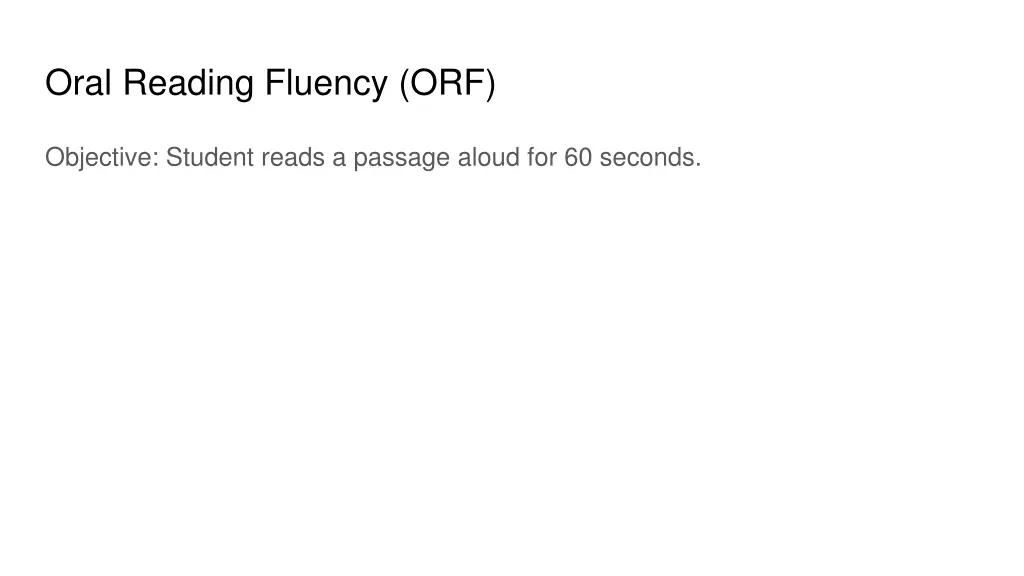oral reading fluency orf