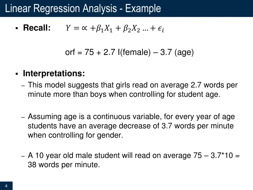 linear regression analysis example