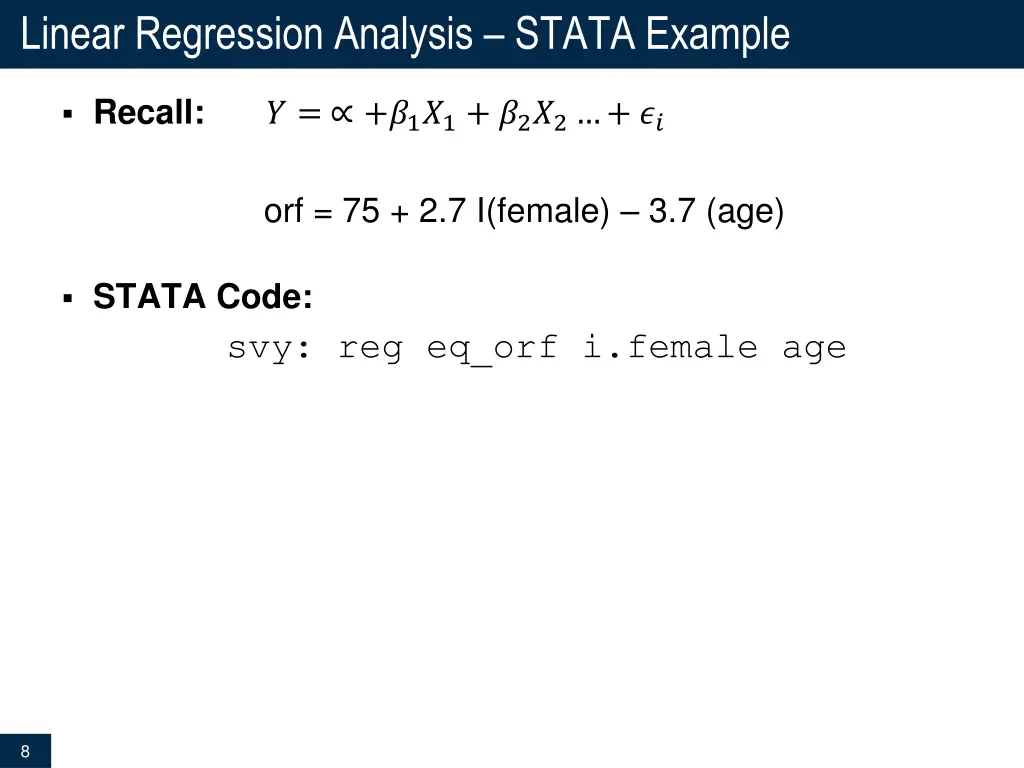 linear regression analysis stata example