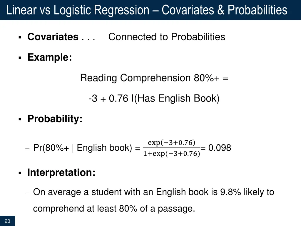 linear vs logistic regression covariates