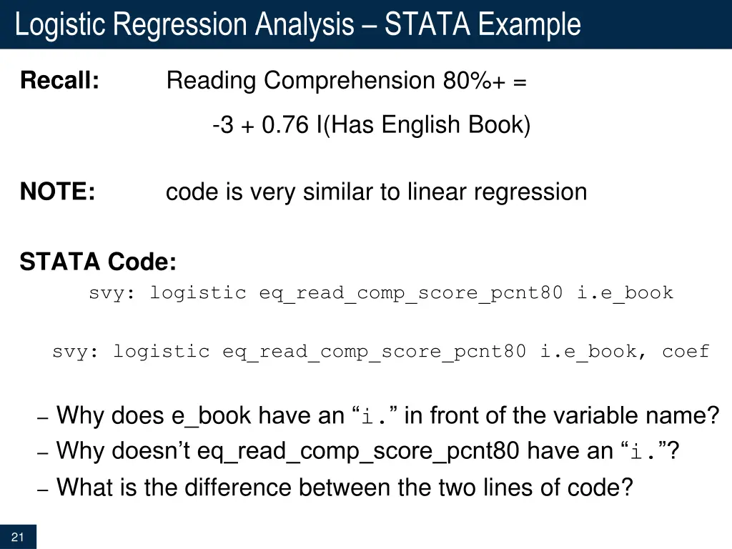 logistic regression analysis stata example