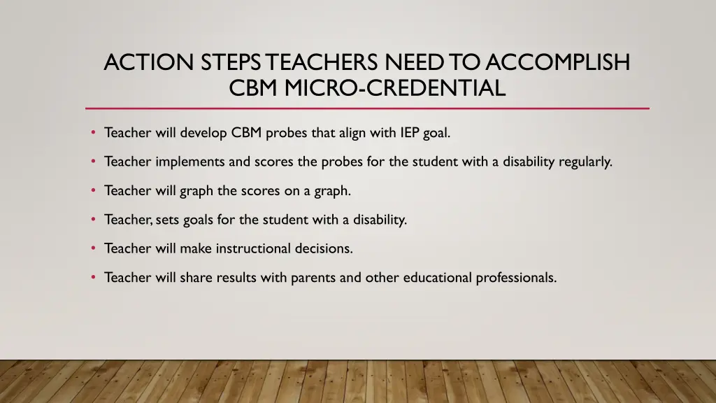 action steps teachers need to accomplish