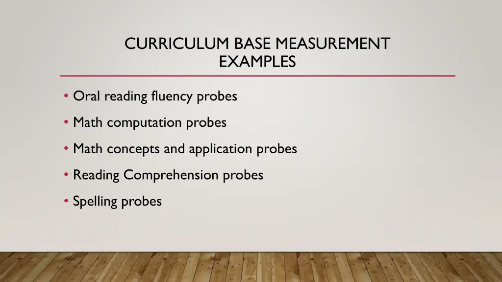curriculum base measurement examples