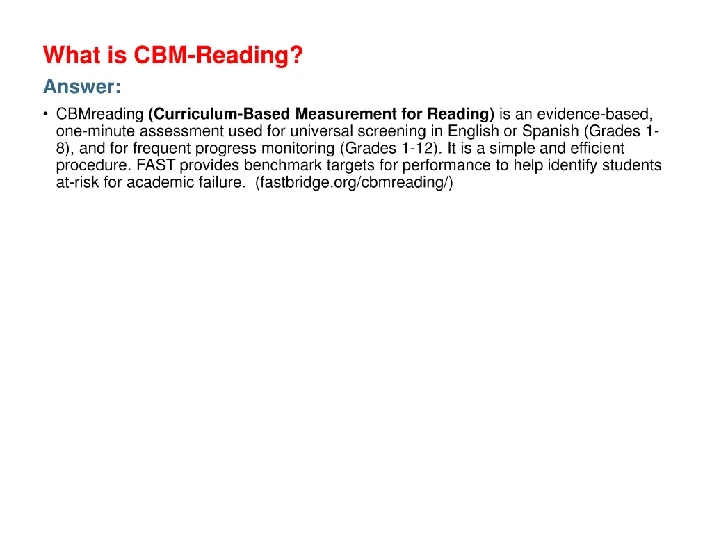 what is cbm reading answer cbmreading curriculum