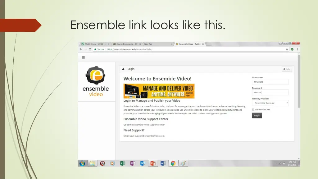 ensemble link looks like this