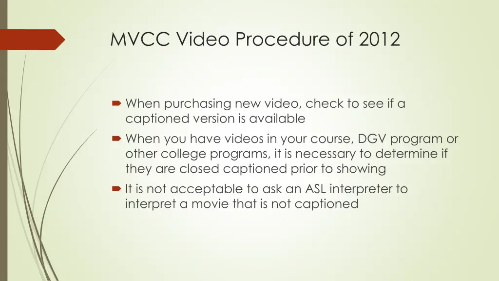 mvcc video procedure of 2012