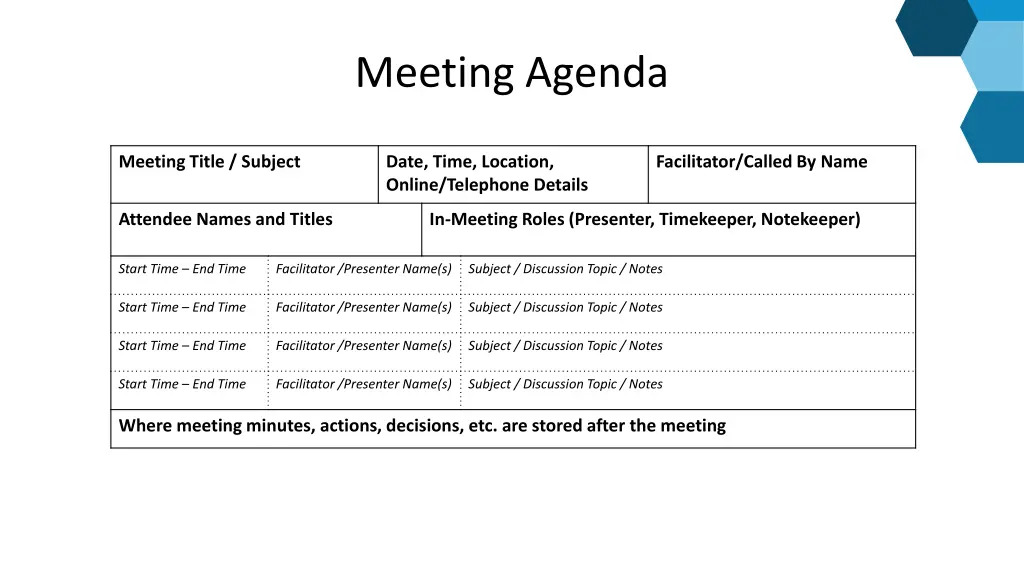 meeting agenda