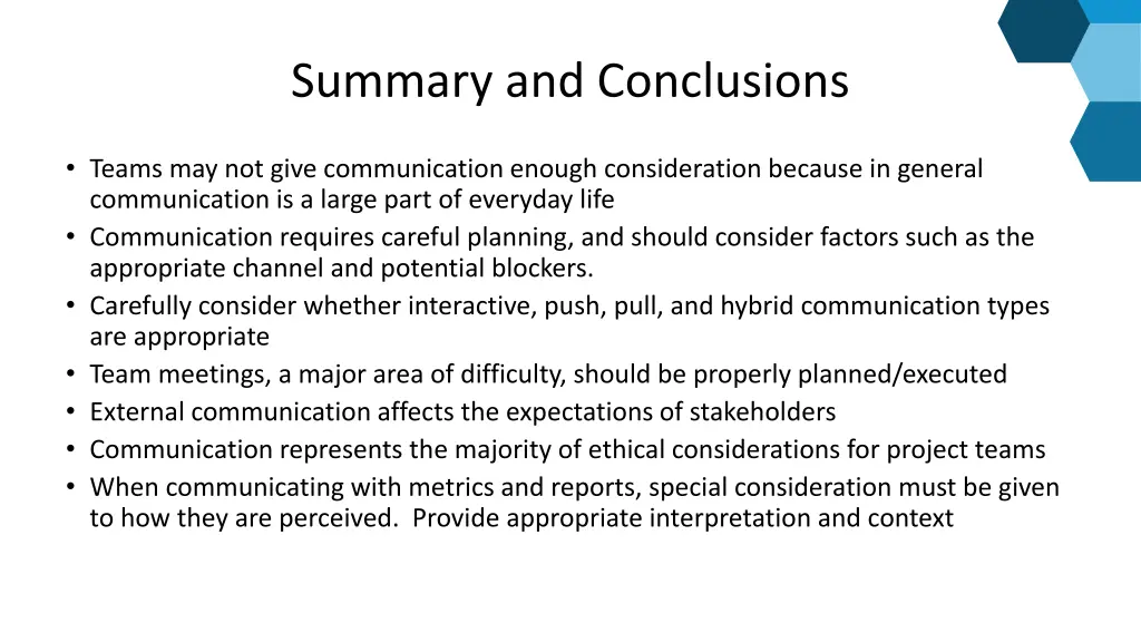 summary and conclusions