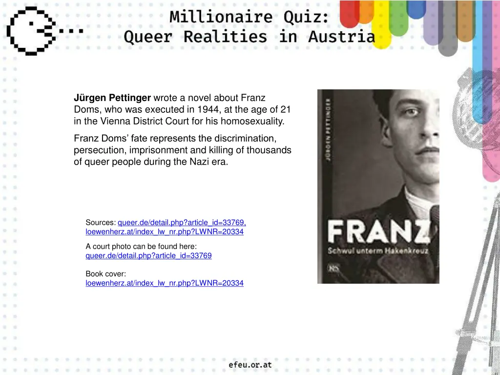 j rgen pettinger wrote a novel about franz doms