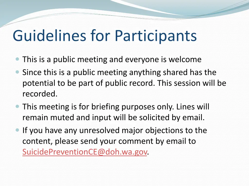 guidelines for participants